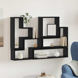 vidaXL Wandplank Muurmontage Zwart Eiken 96 x 12 x 64 cm