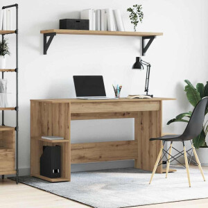 vidaXL Bureau met plank Anders met opslag artisanaal eikenkleurig Bewerkt hout