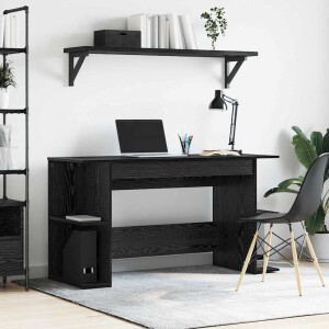 vidaXL Bureau met plank Anders met opslag Zwart eiken Bewerkt hout