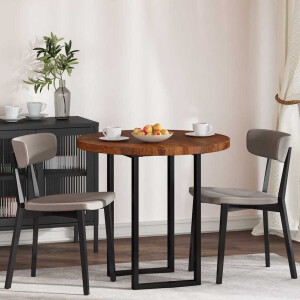 vidaXL Tafelblad Anders Donkerbruin Ø 80 x 4 cm Massief eikenhout