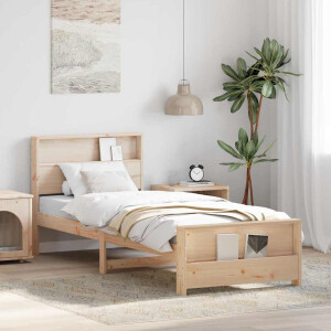 vidaXL Bedframe met hoofdeinde Bruin 90 x 200 cm Massief grenenhout