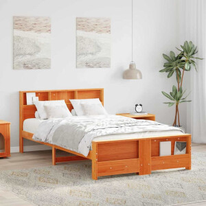 vidaXL Bedframe met hoofdeinde Wasbruin 135 x 190 cm Bewerkt hout