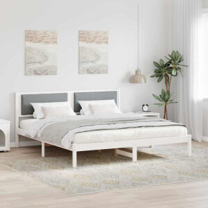 vidaXL Bedframe Lichtgrijs 180 x 200 cm Massief grenenhout