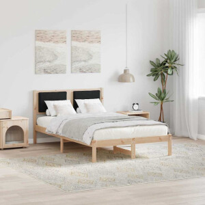 vidaXL Bedframe met hoofdeinde Zwart 120 x 200 cm Massief grenenhout
