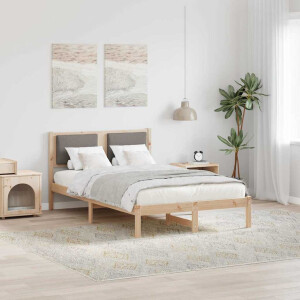 vidaXL Bedframe met hoofdeinde Taupe 120 x 200 cm Massief grenenhout