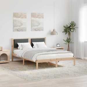 vidaXL Bedframe Donkergrijs 135 x 190 cm Massief grenenhout