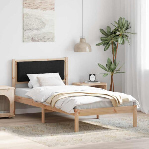 vidaXL Bedframe met hoofdeinde Zwart 90 x 200 cm Massief grenenhout