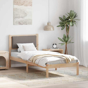 vidaXL Bedframe met hoofdeinde Taupe 80 x 200 cm Massief grenenhout