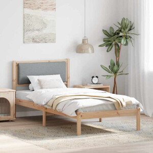 vidaXL Bedframe Lichtgrijs 90 x 190 cm Massief grenenhout