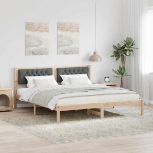vidaXL Bedframe Donkergrijs 160 x 200 cm Massief grenenhout