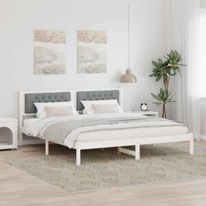 vidaXL Bedframe Lichtgrijs 160 x 200 cm Massief grenenhout