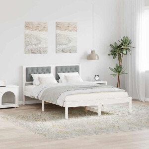 vidaXL Bedframe Lichtgrijs 140 x 200 cm Massief grenenhout