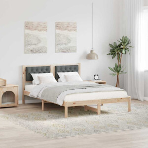 vidaXL Bedframe Donkergrijs 140 x 190 cm Massief grenenhout