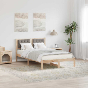 vidaXL Bedframe met hoofdeinde Taupe 120 x 190 cm Massief grenenhout