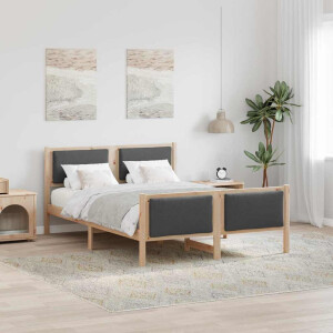 vidaXL Bedframe met hoofdeinde Donkergrijs 140 x 190 cm Stof