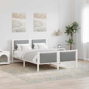 vidaXL Bedframe met hoofdeinde Lichtgrijs 135 x 190 cm Stof
