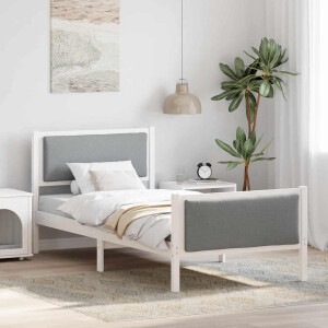 vidaXL Bedframe met hoofdeinde Lichtgrijs 100 x 200 cm Stof