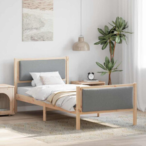vidaXL Bedframe met hoofdeinde Lichtgrijs 90 x 200 cm Stof