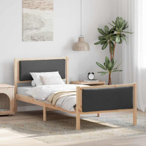 vidaXL Bedframe met hoofdeinde Donkergrijs 90 x 190 cm Stof