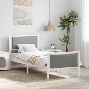 vidaXL Bedframe met hoofdeinde Lichtgrijs 75 x 190 cm Stof