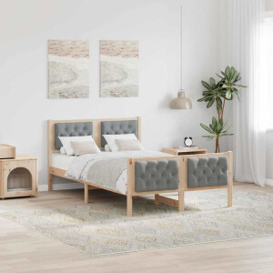 vidaXL Bedframe Lichtgrijs 120 x 200 cm Massief grenenhout