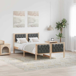 vidaXL Bedframe Donkergrijs 120 x 200 cm Massief grenenhout
