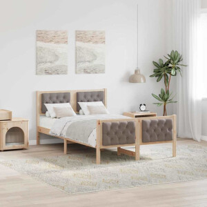 vidaXL Bedframe met hoofdeinde Taupe 120 x 200 cm Massief grenenhout
