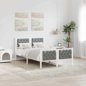 vidaXL Bedframe Lichtgrijs 120 x 200 cm Massief grenenhout