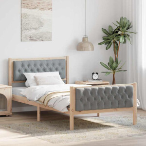 vidaXL Bedframe Lichtgrijs 100 x 200 cm Massief grenenhout