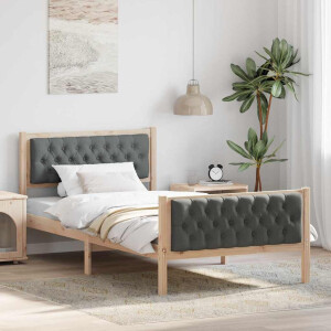 vidaXL Bedframe Donkergrijs 100 x 200 cm Massief grenenhout