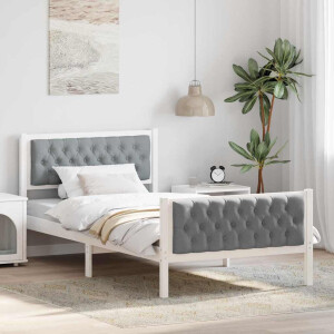 vidaXL Bedframe Lichtgrijs 100 x 200 cm Massief grenenhout