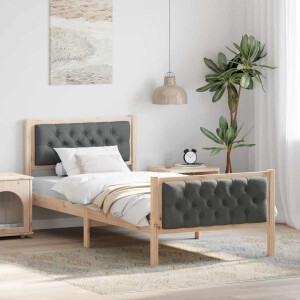 vidaXL Bedframe Donkergrijs 90 x 190 cm Massief grenenhout