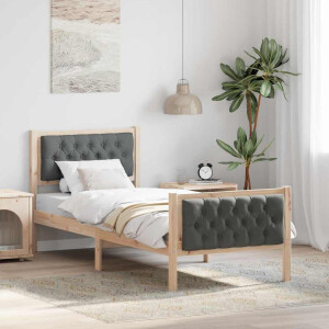 vidaXL Bedframe Donkergrijs 75 x 190 cm Massief grenenhout