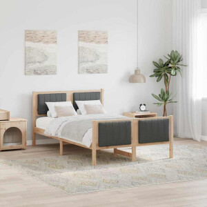 vidaXL Bedframe Bruin en donkergrijs 120 x 200 cm Massief grenenhout