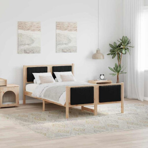 vidaXL Bedframe Bruin en zwart 120 x 200 cm Massief grenenhout