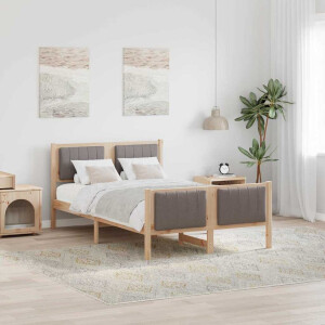 vidaXL Bedframe Bruin en taupe 120 x 200 cm Massief grenenhout