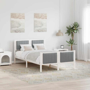 vidaXL Bedframe Wit en lichtgrijs 120 x 200 cm Massief grenenhout