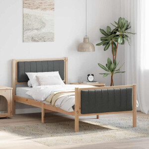 vidaXL Bedframe Bruin en donkergrijs 90 x 200 cm Massief grenenhout