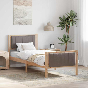 vidaXL Bedframe Bruin en taupe 80 x 200 cm Massief grenenhout