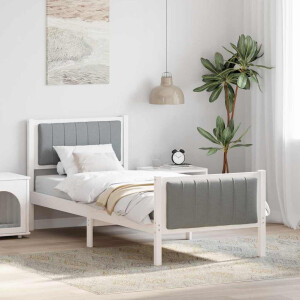vidaXL Bedframe Wit en lichtgrijs 80 x 200 cm Massief grenenhout