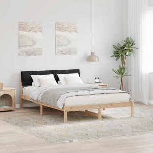 vidaXL Bedframe Bruin en zwart 160 x 200 cm Massief grenenhout