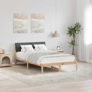 vidaXL Bedframe Bruin en donkergrijs 120 x 190 cm Massief grenenhout