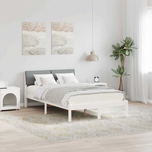 vidaXL Bedframe Wit en lichtgrijs 120 x 190 cm Massief grenenhout
