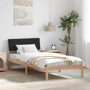vidaXL Bedframe Bruin en zwart 90 x 200 cm Massief grenenhout