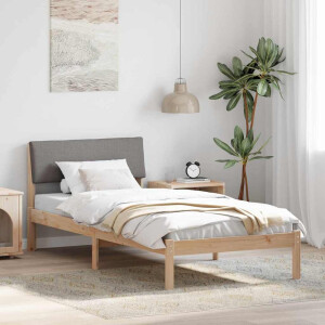 vidaXL Bedframe Bruin en taupe 90 x 200 cm Massief grenenhout