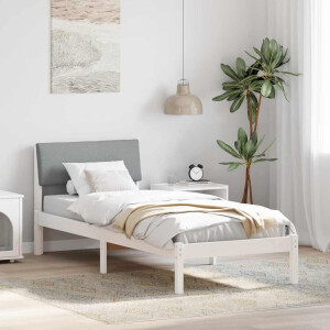 vidaXL Bedframe Wit en lichtgrijs 80 x 200 cm Massief grenenhout