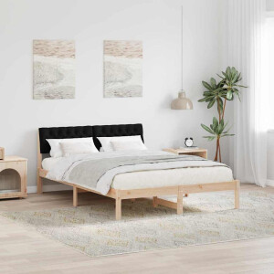 vidaXL Bedframe Bruin en zwart 160 x 200 cm Massief grenenhout