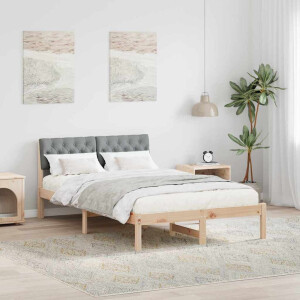 vidaXL Bedframe Bruin en lichtgrijs 120 x 200 cm Massief grenenhout