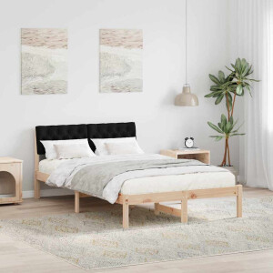 vidaXL Bedframe Bruin en zwart 120 x 200 cm Massief grenenhout