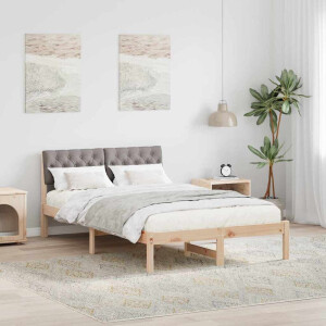 vidaXL Bedframe Bruin en taupe 120 x 200 cm Massief grenenhout